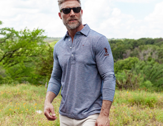 Forsyth Country Club - Brrr Long Sleeve Range Polo - BRRR - Sapphire Blue