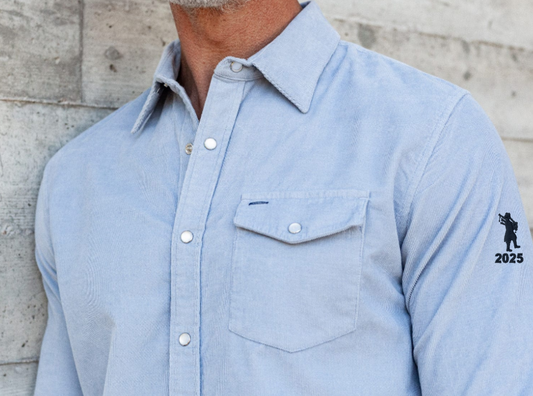 Forsyth Country Club - Long Sleeve Corduroy Pearl Snap - Iced Blue