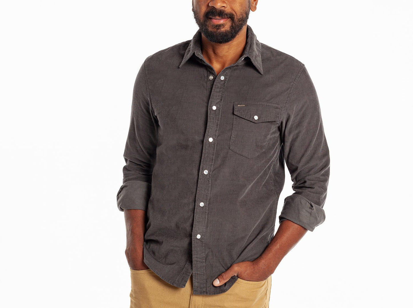 ACC - Corduroy Pearl Snap - Charcoal