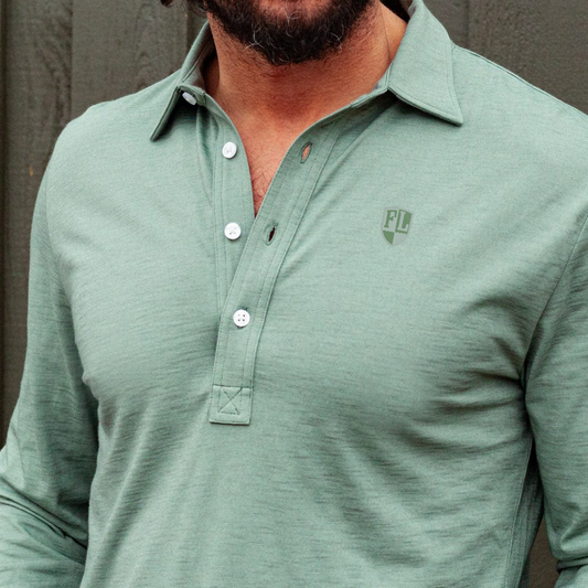 Forest Lake Club - brrr° Long Sleeve Range Polo - Sage