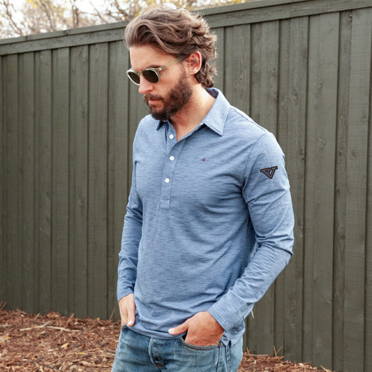 Pleasant Valley - Brr Long Sleeve Range Polo - Riviera