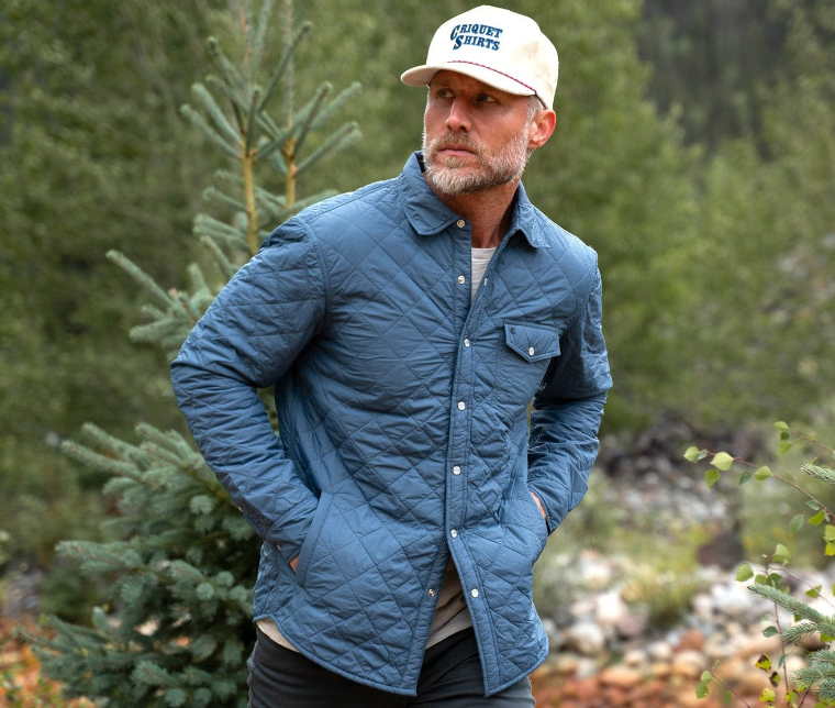 Forsyth Country Club - Quilted Shacket - Slate Blue