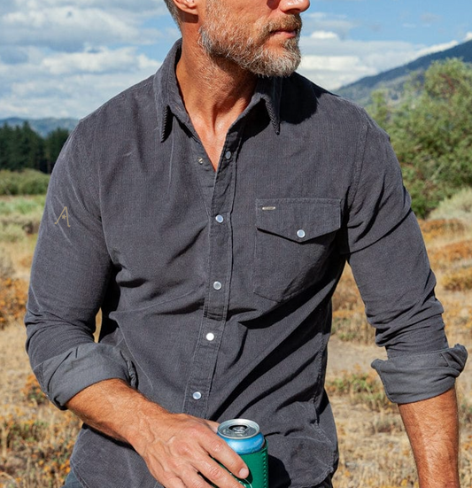 Austin Golf Club - Corduroy Pearl Snap - Charcoal