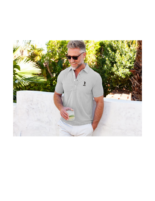 Forsyth Country Club - Performance Sport Range Polo - Hobby Stripe - Gray - LEFT CHEST