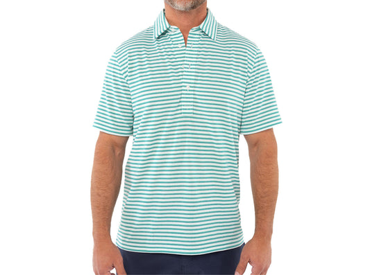 Performance Range Polo - Davis Stripe - White