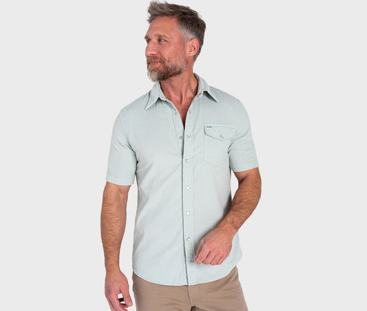 Summer Weight Corduroy Pearl Snap - Sage