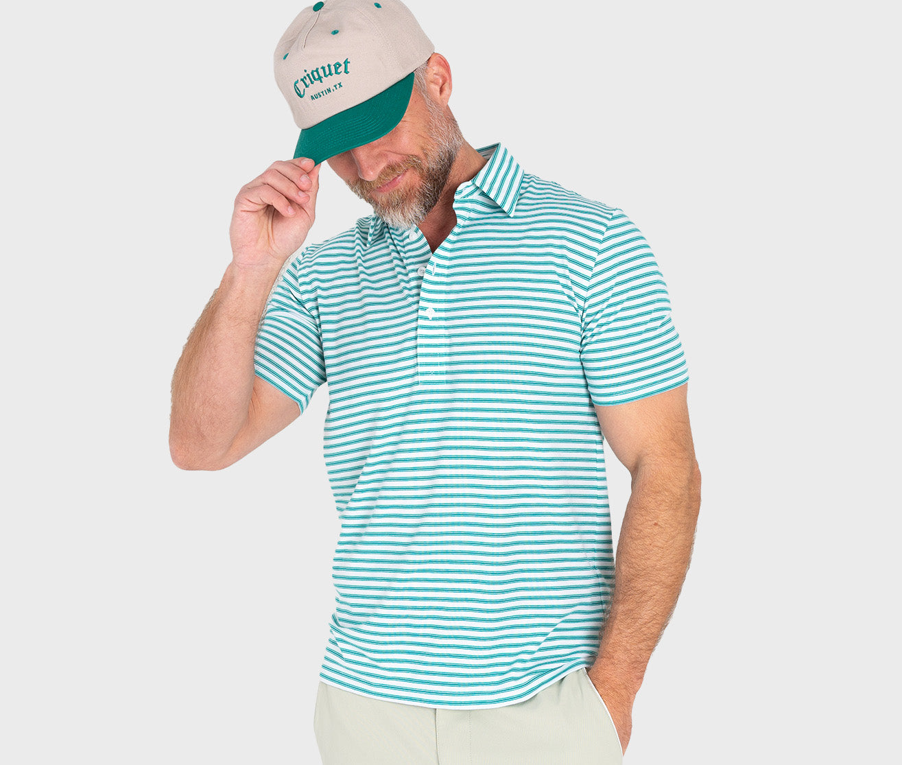 Performance Range Polo - Davis Stripe - White