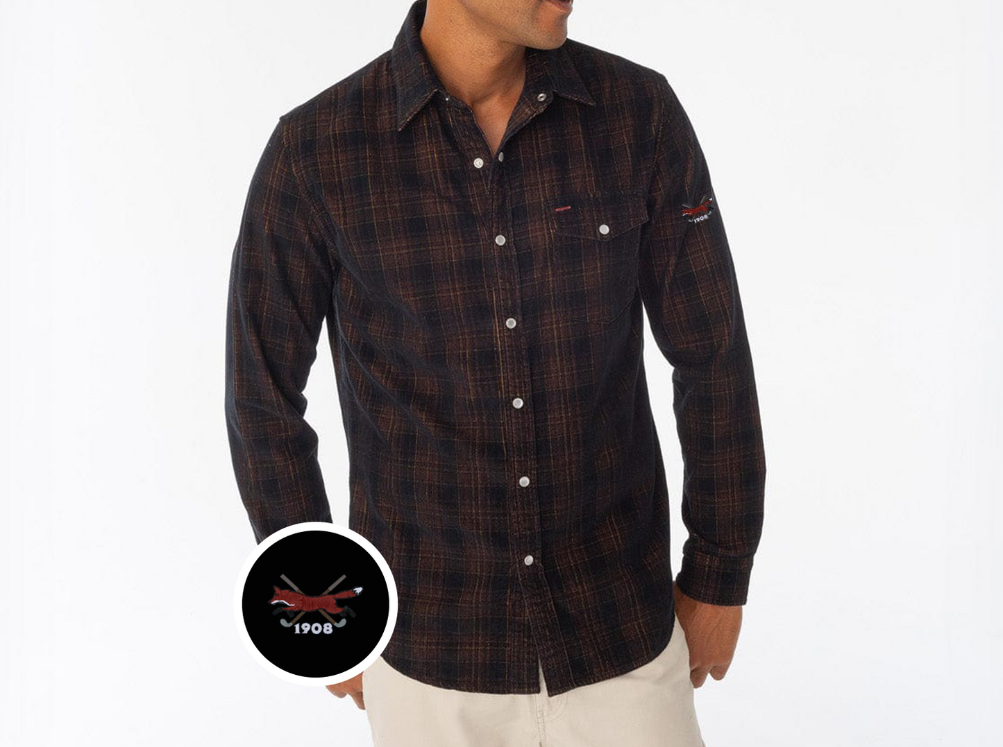 CCV - Corduroy Pearl Snap - Black Plaid
