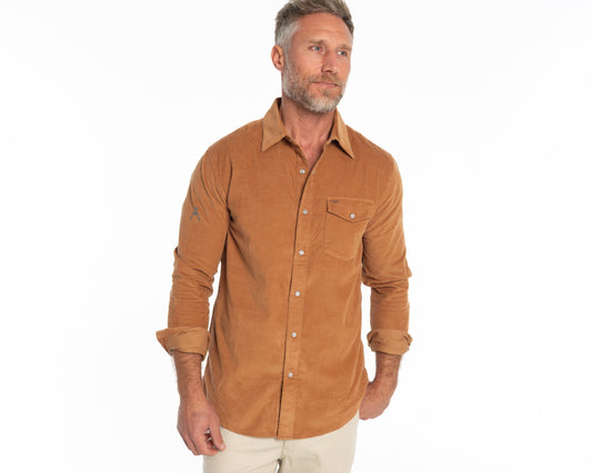 Austin Golf Club - Corduroy Pearl Snap - Brown