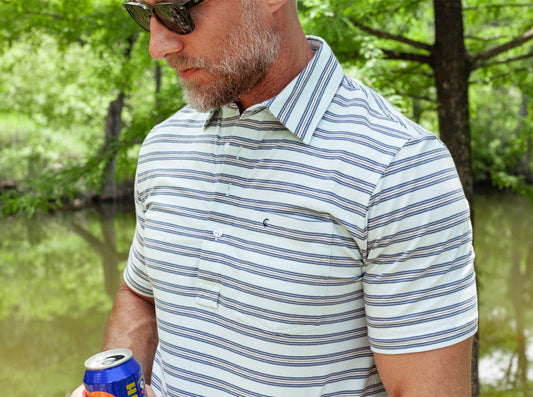 Top-Shelf Players Shirt - Waylon Stripe Light Blue
