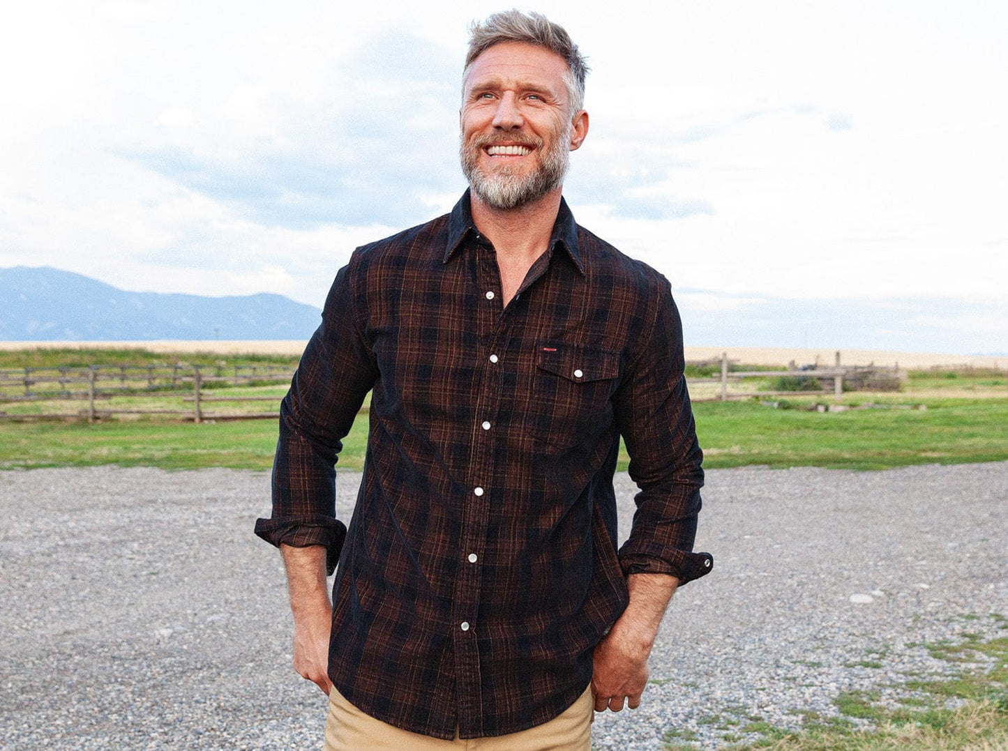 CCV - Corduroy Pearl Snap - Black Plaid
