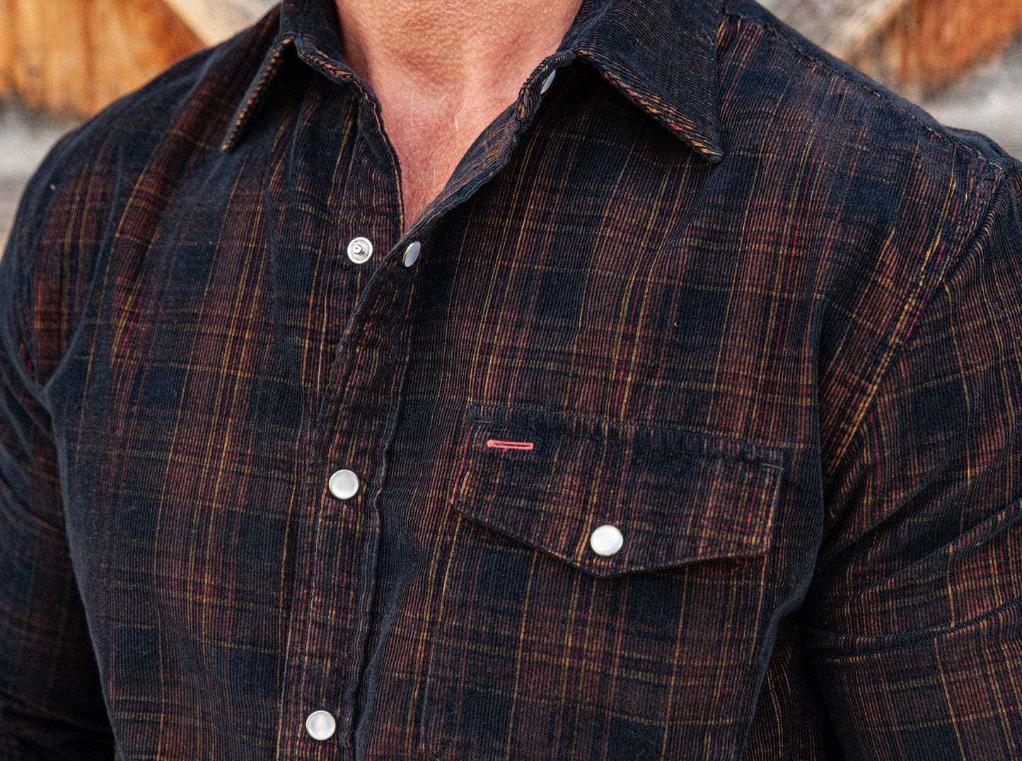 CCV - Corduroy Pearl Snap - Black Plaid
