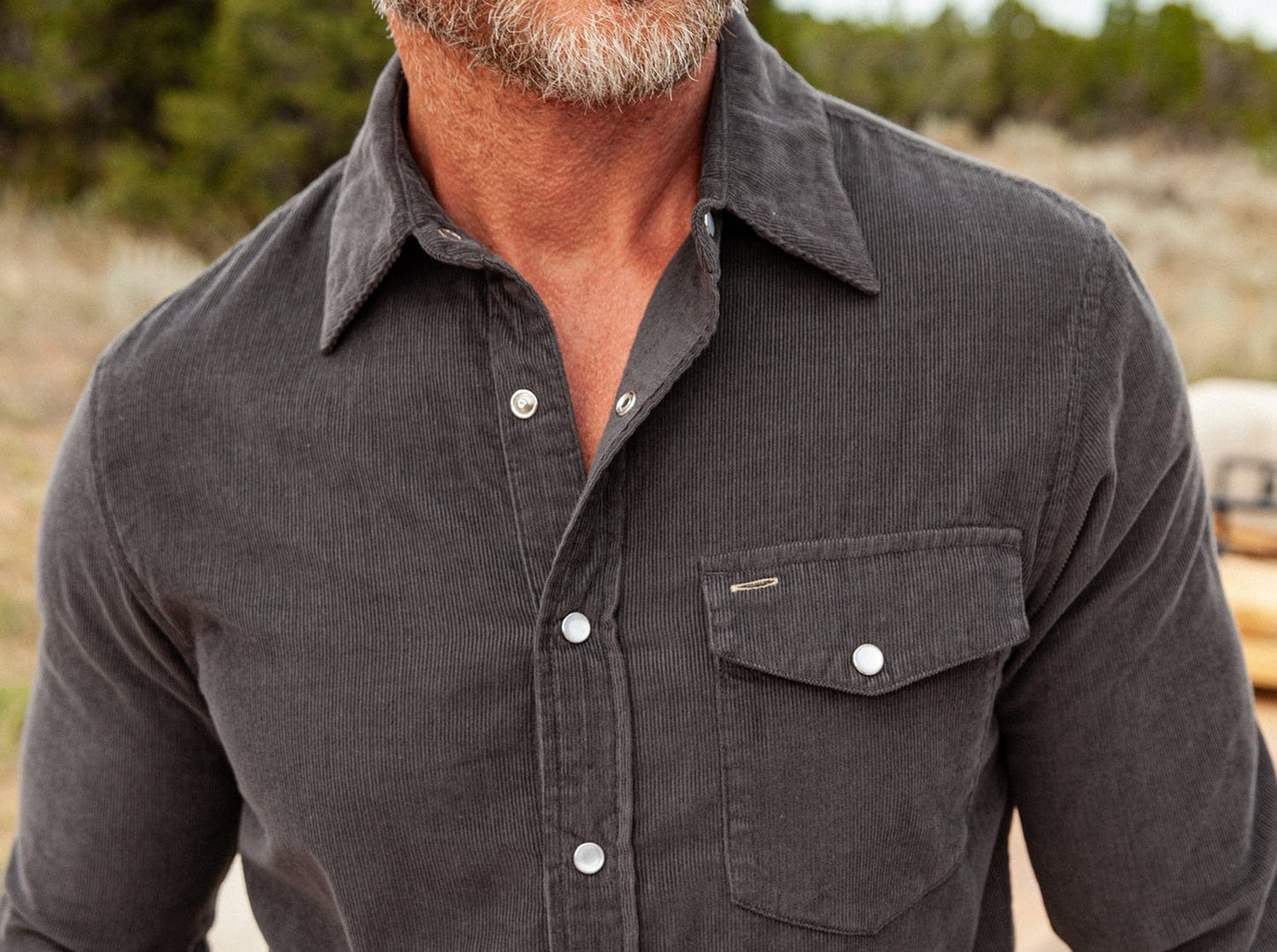 CCV - Corduroy Pearl Snap - Charcoal