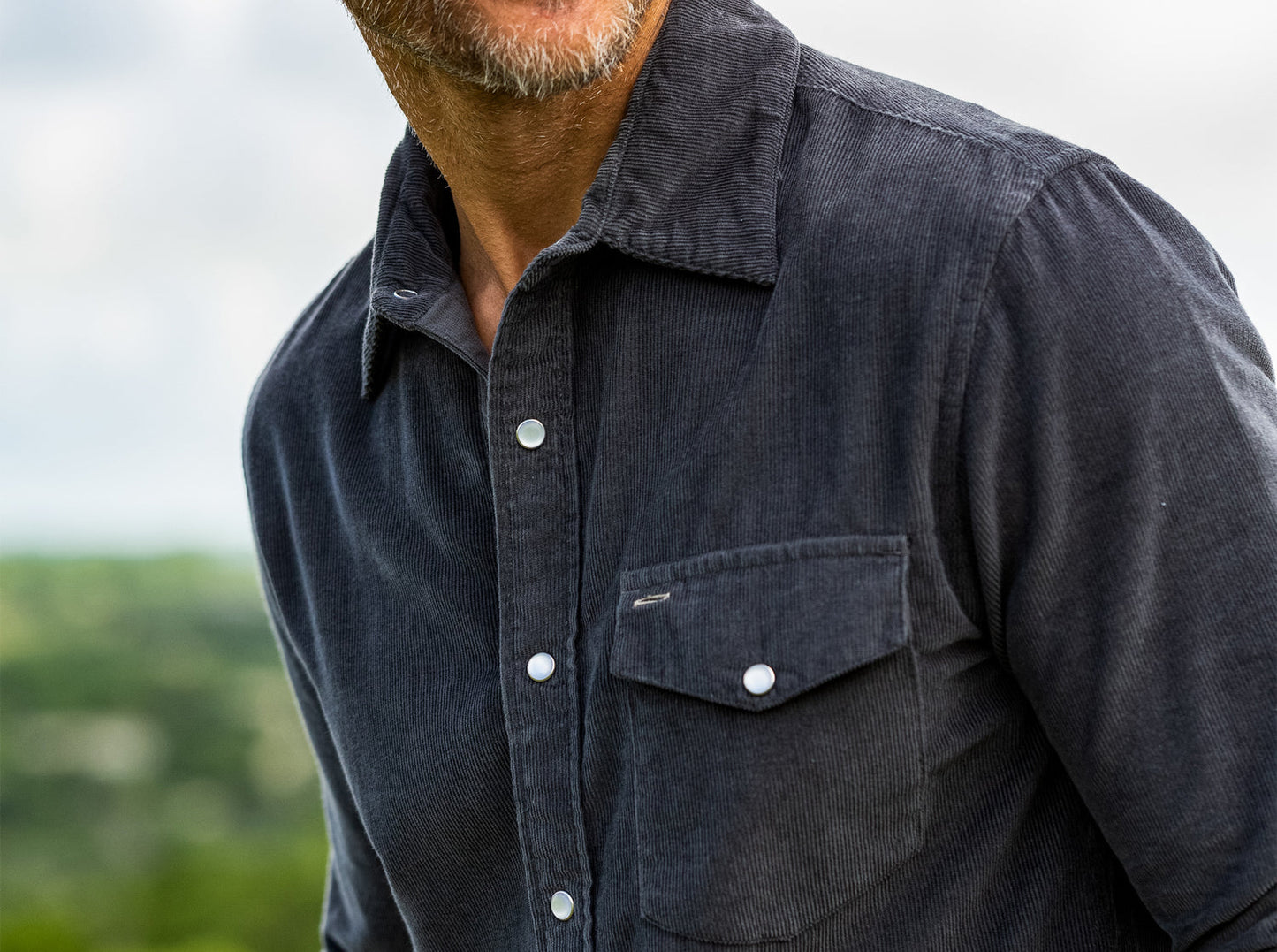 Westlake CC- Corduroy Pearl Snap - Charcoal