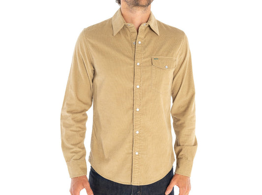 Long Sleeve Corduroy Pearl Snap - Sand
