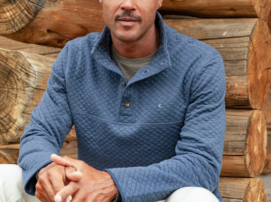 Forsyth Country Club - Quilted Pullover - Heather Navy