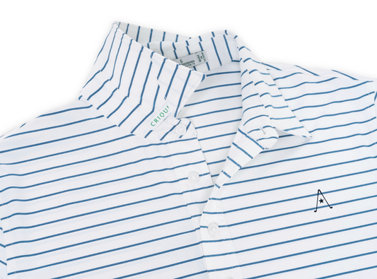 Austin Golf Club - Performance Sport Range Polo - Woods Stripe White / Blue