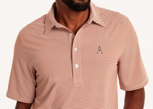 Austin Golf Club - Performance Sport Range Polo - Hobby Stripe Burnt Orange