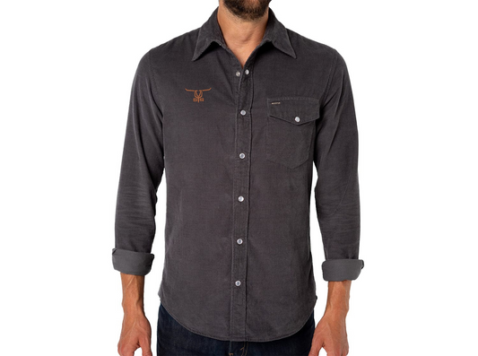 Silver Spurs - Corduroy Pearl Snap - Charcoal