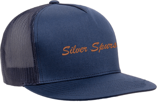 Silver Spurs - Trucker Hat - Script Navy